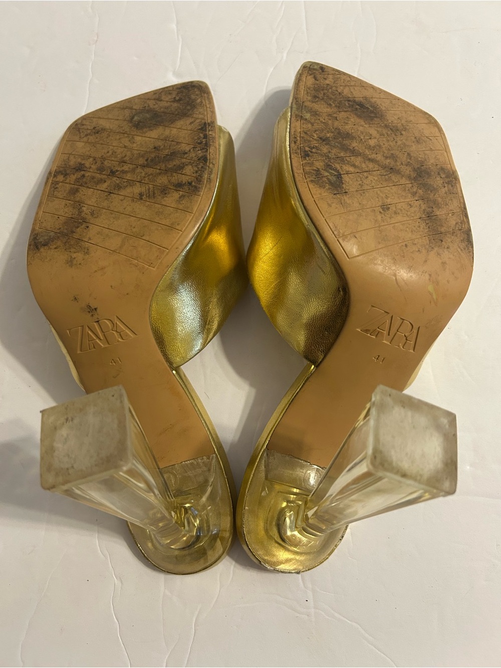 Zara Metallic Gold Slip-On Block Heel Mules - Picture 5 of 6